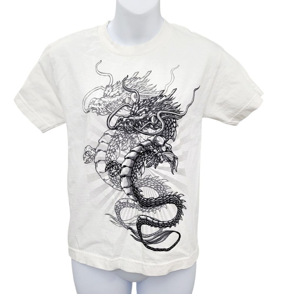 2/$20 George White With Black Dragon Top Tee T-shirt 100% Cotton Size: Small